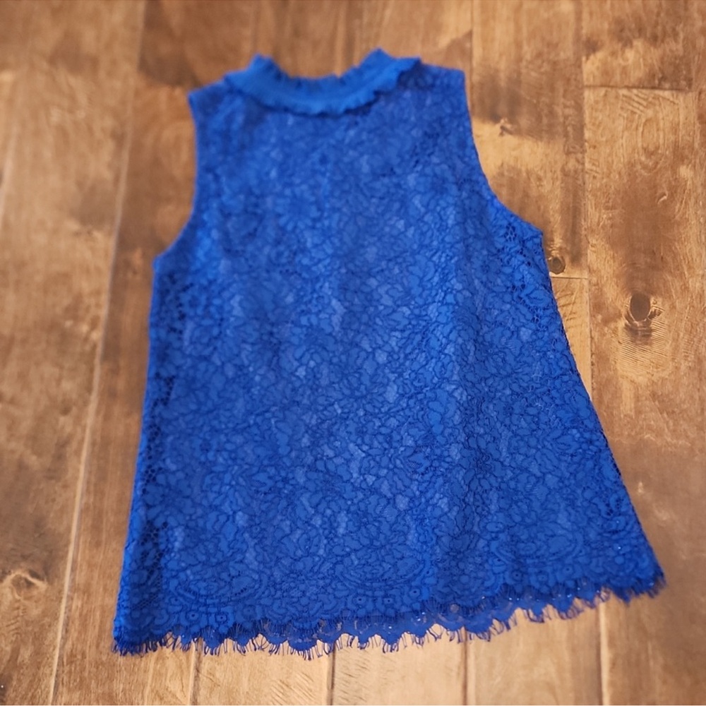 NWOT J. Crew Cobalt Blue Lace Sleeveless Top.      Sz S - Picture 2 of 7